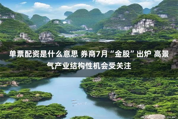 单票配资是什么意思 券商7月“金股”出炉 高景气产业结构性机会受关注